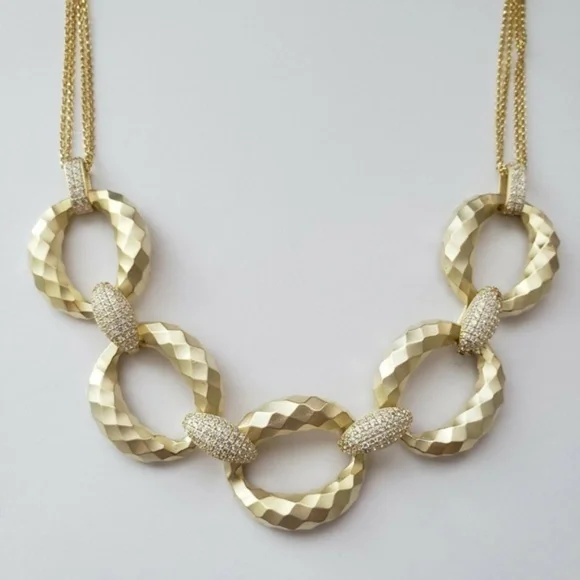 Sterling Silver Chain Motif Statement Necklace